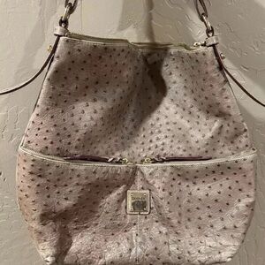 Dooney & Bourke Dillen Dome brown Ostrich embossed leather hobo shoulder bag